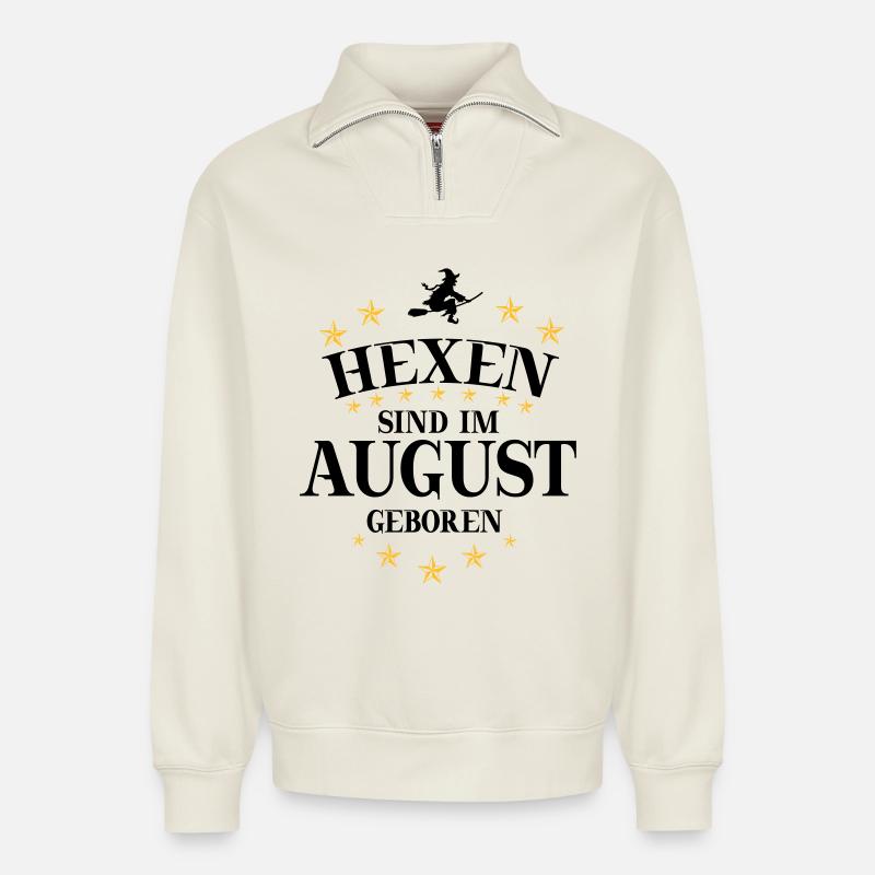 Witch August - Relaxed Unisex Organic Half Zip Sweatshirt – by SPREAD - off white