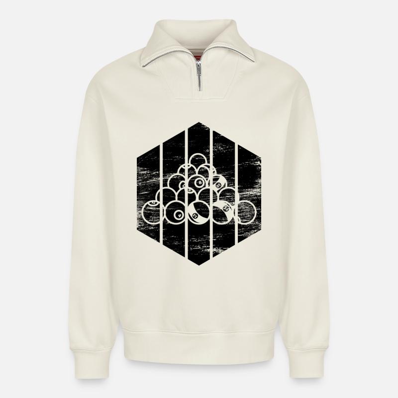 Cooles Billard - Relaxed Unisex Organic Half Zip Sweatshirt – von SPREAD - Naturweiß