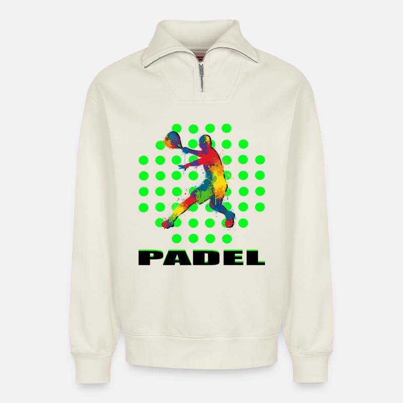 Padel - Relaxed Unisex Organic Half Zip Sweatshirt – von SPREAD - Naturweiß