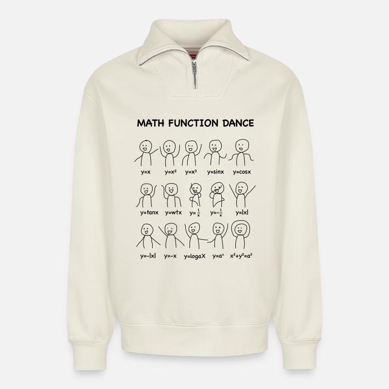 The 'Math Function Dance' (Nerd-Shirt) - Relaxed Unisex Organic Half Zip Sweatshirt – von SPREAD - Naturweiß