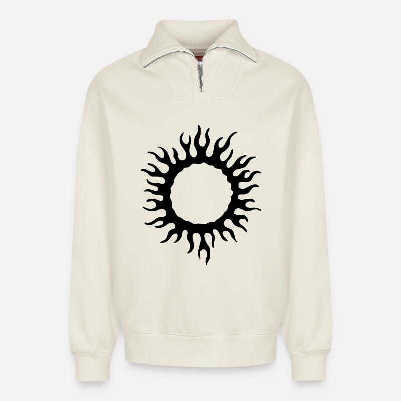Flame circuit - Relaxed Unisex Organic Half Zip Sweatshirt – by SPREAD - off white