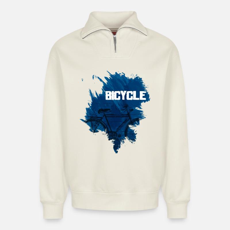 Bicycle - Relaxed Unisex Organic Half Zip Sweatshirt – von SPREAD - Naturweiß