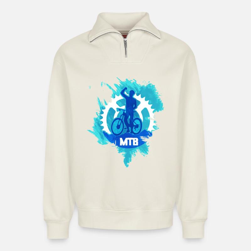 VTT VTT - Sweat unisexe décontracté en coton biologique à demi-zip – de SPREAD - blanc cassé