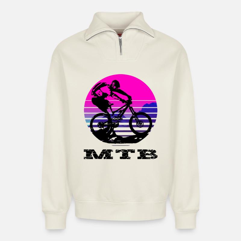 VTT - Sweat unisexe décontracté en coton biologique à demi-zip – de SPREAD - blanc cassé