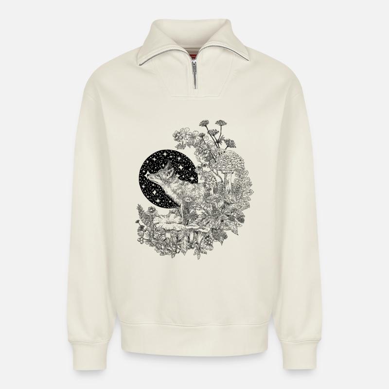 FUCHS & NACHTHIMMEL - Relaxed Unisex Organic Half Zip Sweatshirt – von SPREAD - Naturweiß