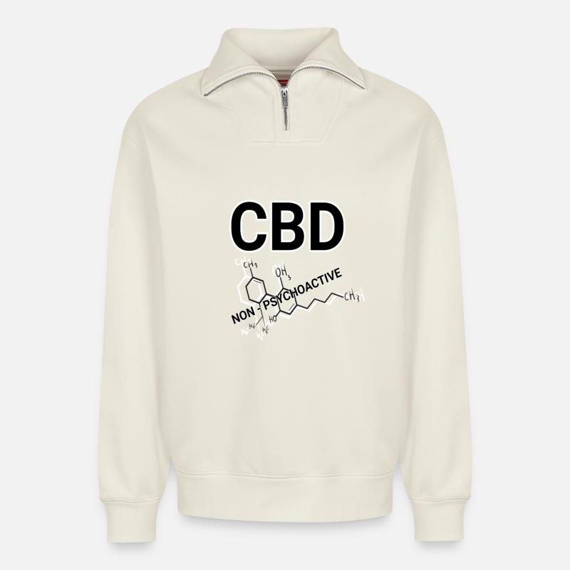 CBD - Sweat unisexe décontracté en coton biologique à demi-zip – de SPREAD - blanc cassé