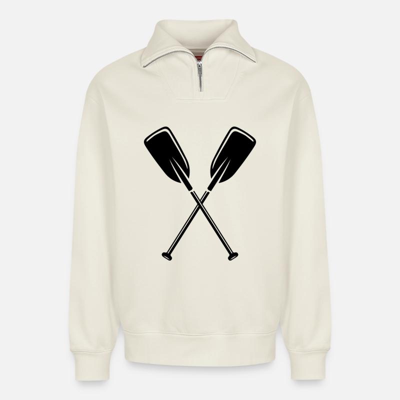 2 paddles - Relaxed Unisex Organic Half Zip Sweatshirt – by SPREAD - off white