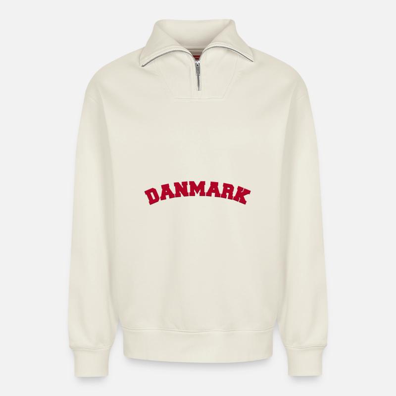 Dänemark - Relaxed Unisex Organic Half Zip Sweatshirt – von SPREAD - Naturweiß