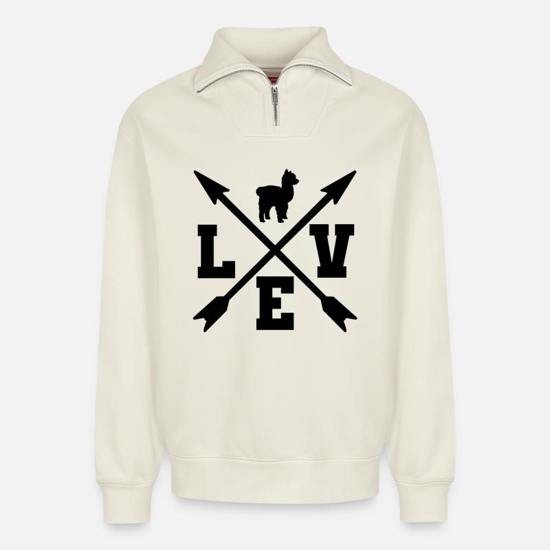 Alpaka - Relaxed Unisex Organic Half Zip Sweatshirt – von SPREAD - Naturweiß