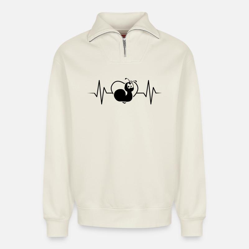 Snail - Relaxed Unisex Organic Half Zip Sweatshirt – by SPREAD - off white