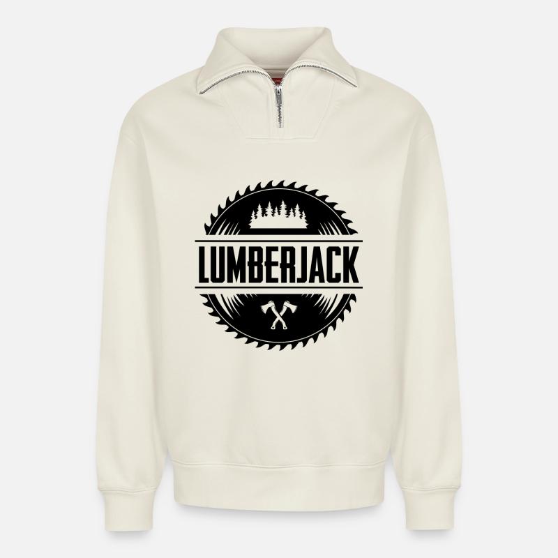 Lumberjack - Relaxed Unisex Organic Half Zip Sweatshirt – by SPREAD - off white