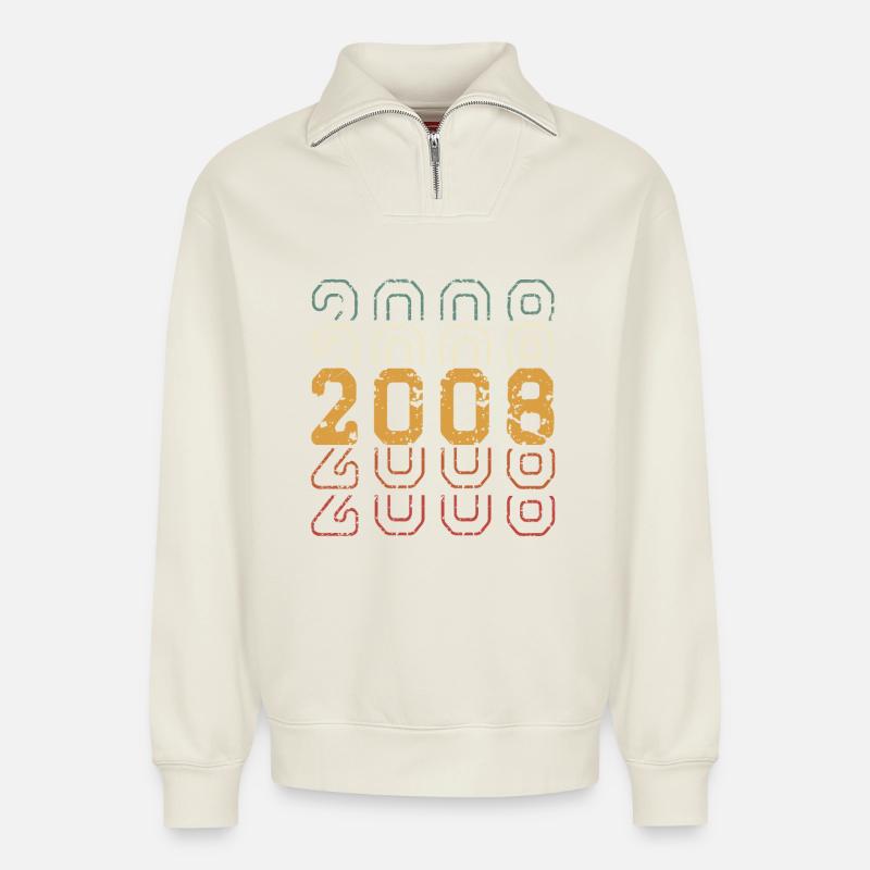 2008 - Relaxed Unisex Organic Half Zip Sweatshirt – von SPREAD - Naturweiß