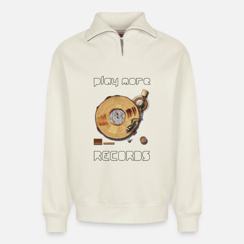 DJ - Relaxed Unisex Organic Half Zip Sweatshirt – von SPREAD - Naturweiß