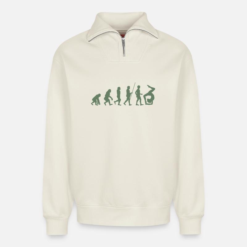 Turnerin Turner Evolution der Turnerin - Relaxed Unisex Organic Half Zip Sweatshirt – von SPREAD - Naturweiß