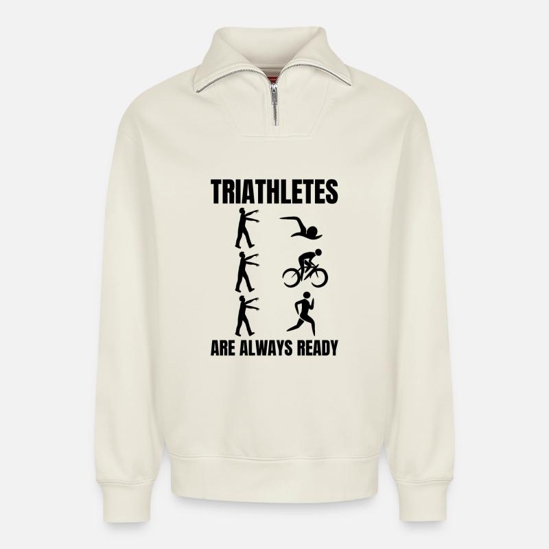 Triathlon - Relaxed Unisex Organic Half Zip Sweatshirt – by SPREAD - off white