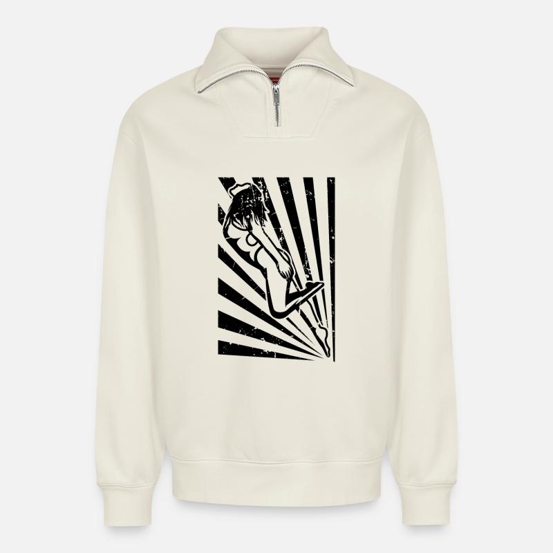 Swimmer - Relaxed Unisex Organic Half Zip Sweatshirt – by SPREAD - off white