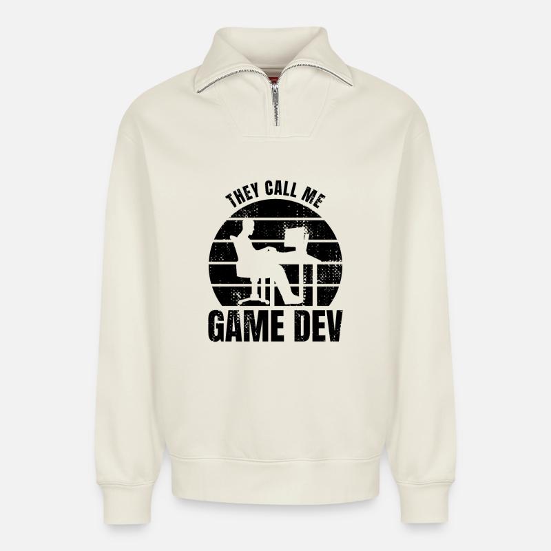 Game Developer - Relaxed Unisex Organic Half Zip Sweatshirt – by SPREAD - off white
