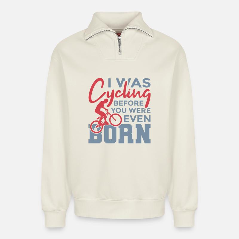 Fahrradfahrer Witz - Relaxed Unisex Organic Half Zip Sweatshirt – von SPREAD - Naturweiß