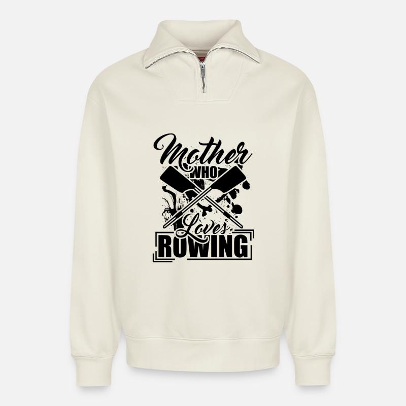 Rudersport Mutter - Relaxed Unisex Organic Half Zip Sweatshirt – von SPREAD - Naturweiß