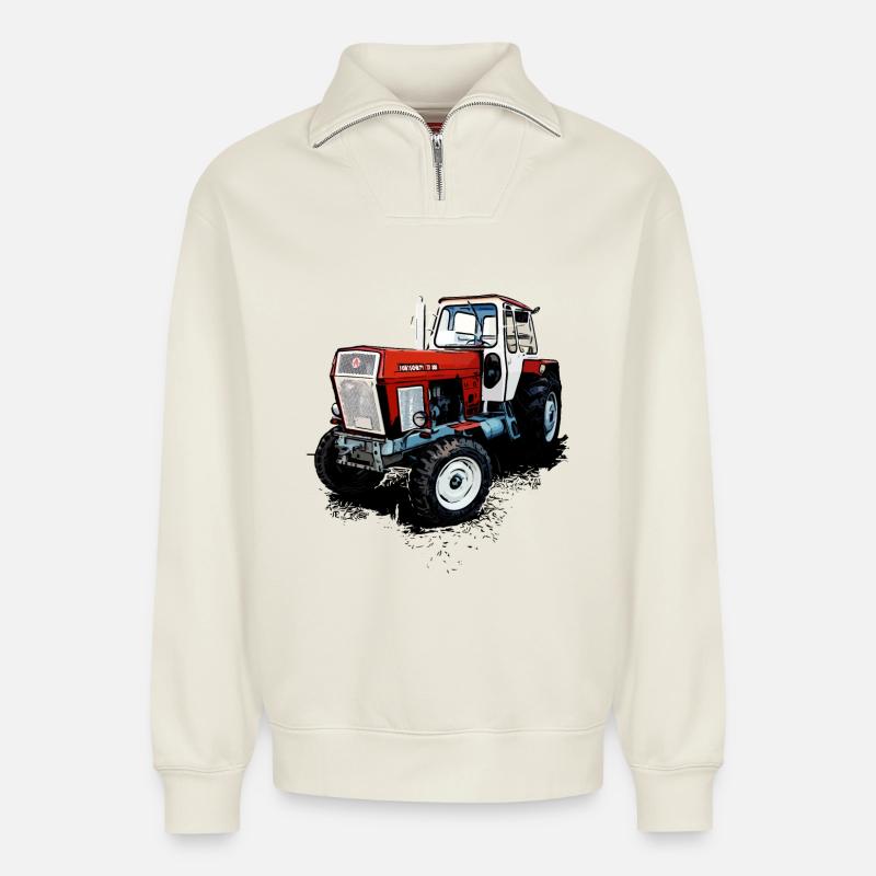 Fortschritt Traktor ZT 300 - Relaxed Unisex Organic Half Zip Sweatshirt – von SPREAD - Naturweiß