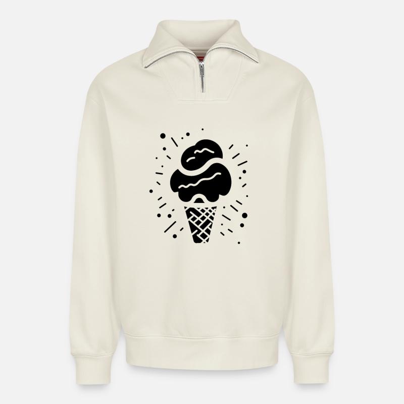 Eiscreme - Relaxed Unisex Organic Half Zip Sweatshirt – von SPREAD - Naturweiß