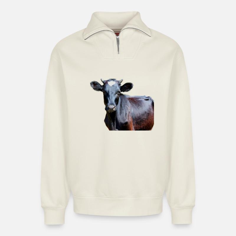 Vache - Relaxed Unisex Organic Half Zip Sweatshirt – von SPREAD - Naturweiß