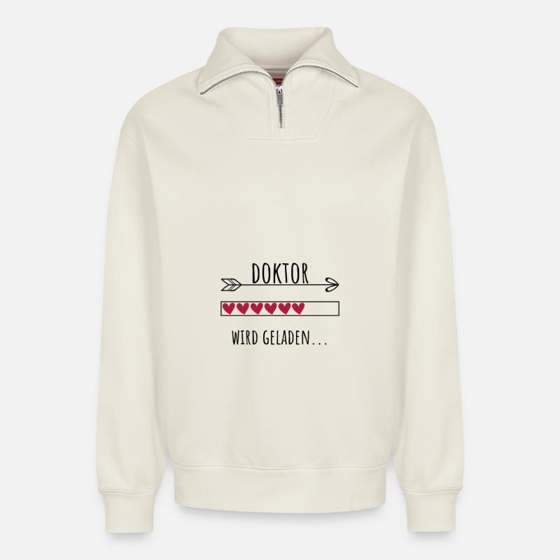 Doktor Personalisierter Beruf Mädchen - Relaxed Unisex Organic Half Zip Sweatshirt – von SPREAD - Naturweiß
