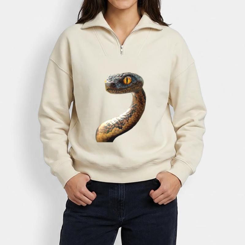 Serpent Python Cobra Mamba Serpent à sonnettes Serpent Sweat unisexe décontracté en coton biologique à demi-zip – de SPREAD