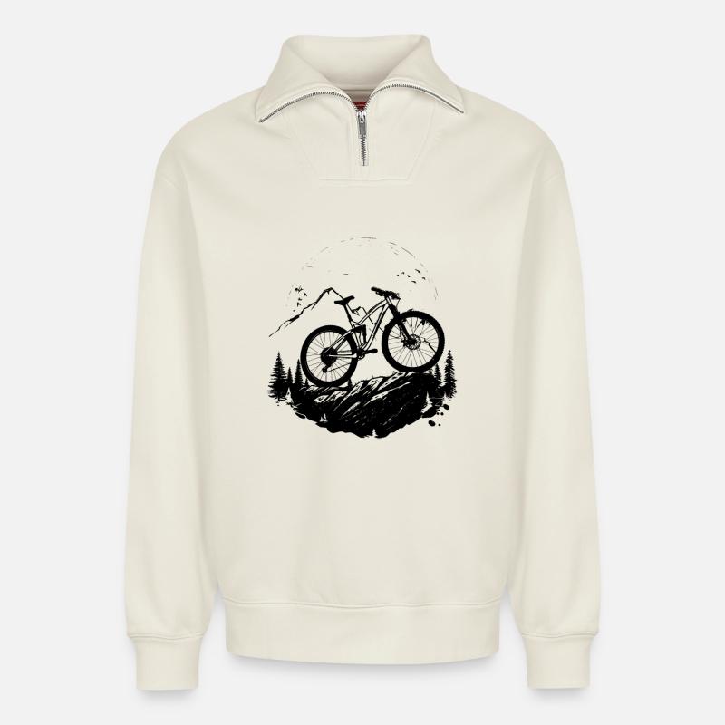 Fahrradfahrer - Relaxed Unisex Organic Half Zip Sweatshirt – von SPREAD - Naturweiß