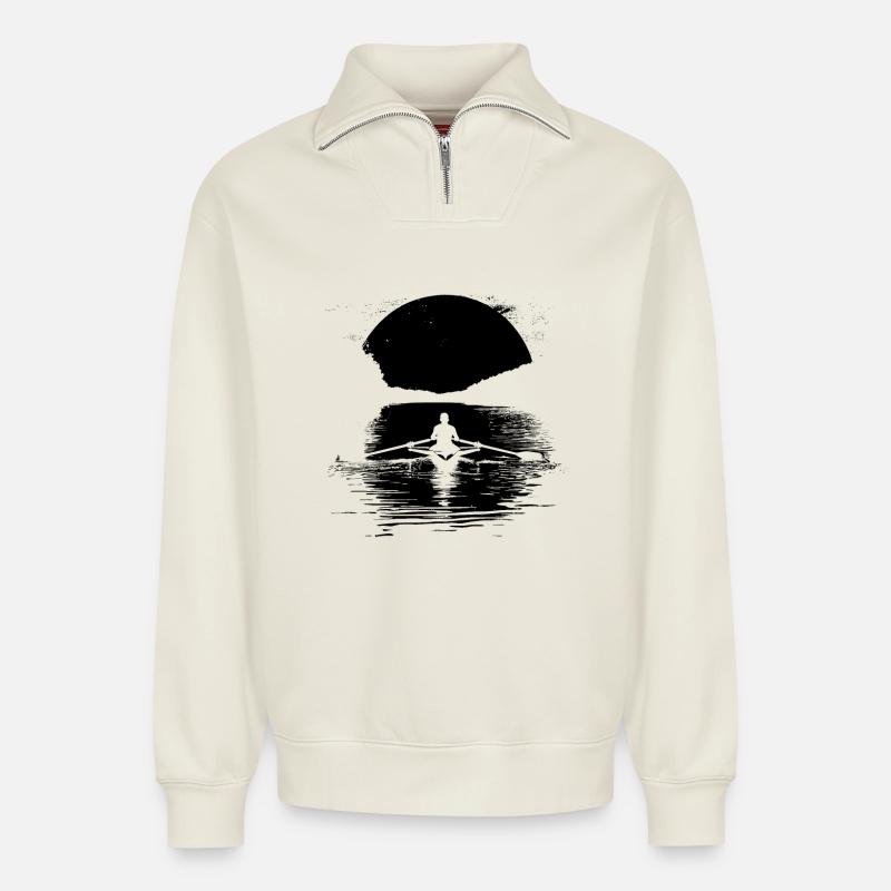 Ramer - Sweat unisexe décontracté en coton biologique à demi-zip – de SPREAD - blanc cassé