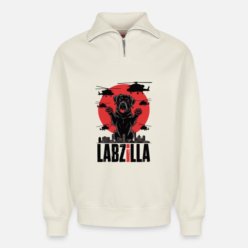 Labzilla - Relaxed Unisex Organic Half Zip Sweatshirt – von SPREAD - Naturweiß