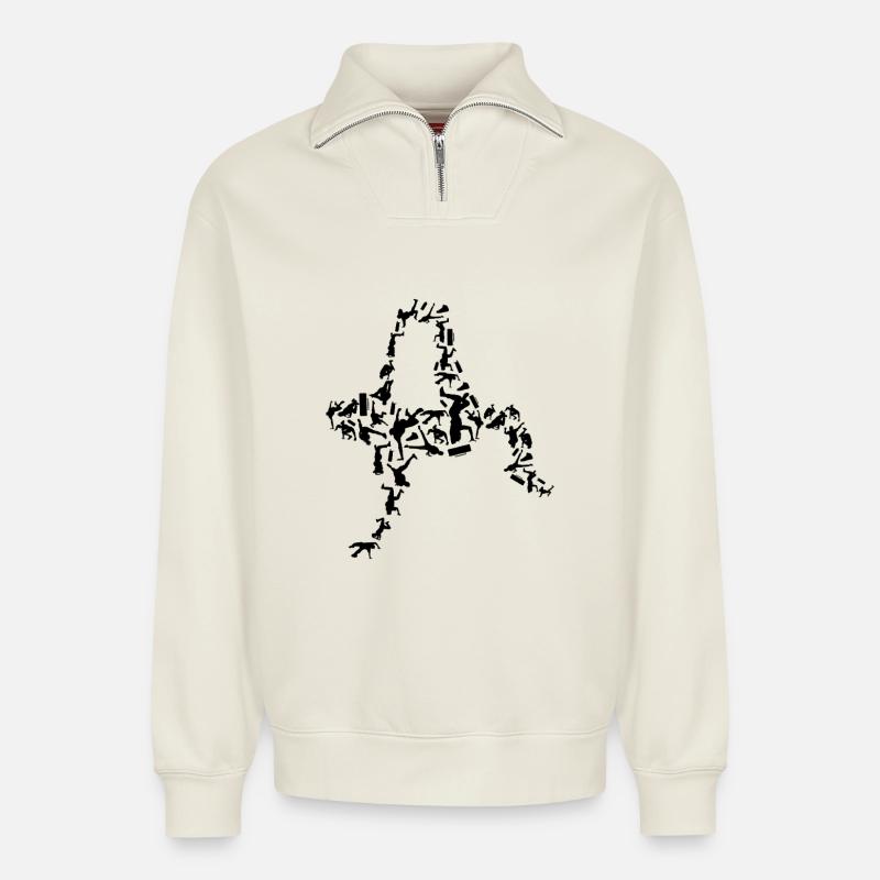Breakdancer - Relaxed Unisex Organic Half Zip Sweatshirt – by SPREAD - off white