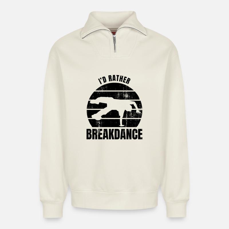 Breakdancer Spruch - Relaxed Unisex Organic Half Zip Sweatshirt – von SPREAD - Naturweiß