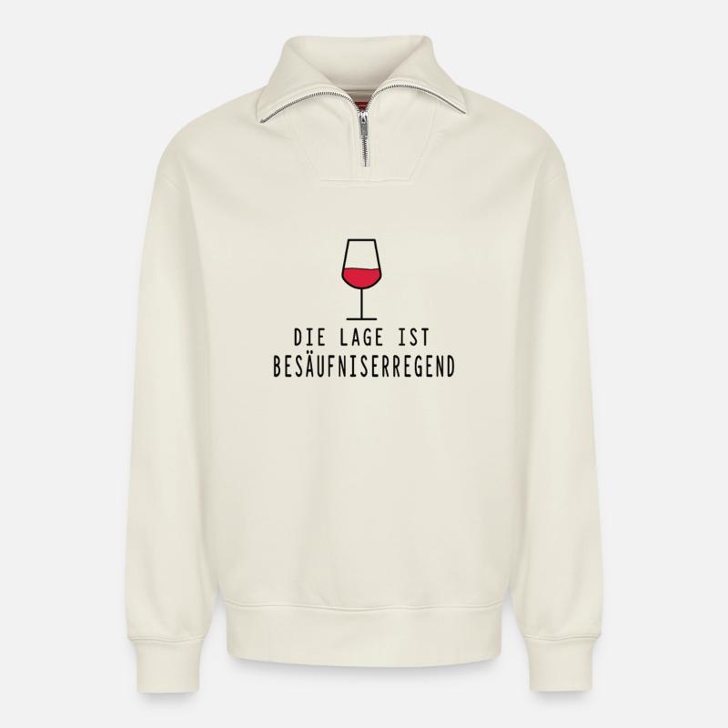 Lage besäufniserregend - Relaxed Unisex Organic Half Zip Sweatshirt – von SPREAD - Naturweiß