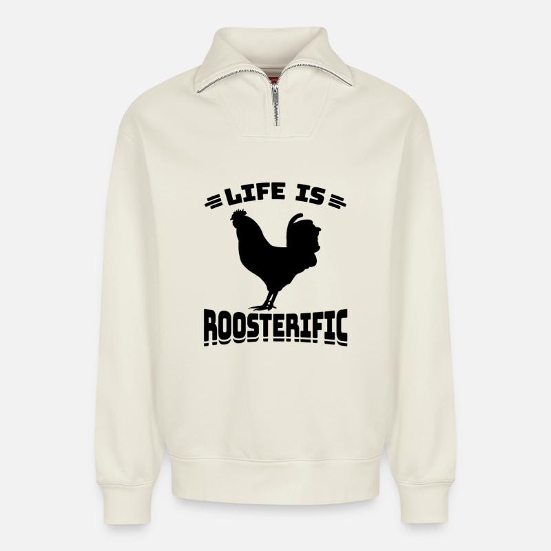 Funny farmer jokes - Relaxed Unisex Organic Half Zip Sweatshirt – by SPREAD - off white