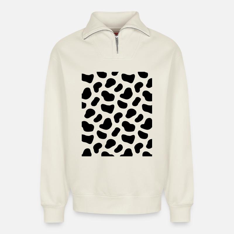 Dalmatiner Muster - Relaxed Unisex Organic Half Zip Sweatshirt – von SPREAD - Naturweiß