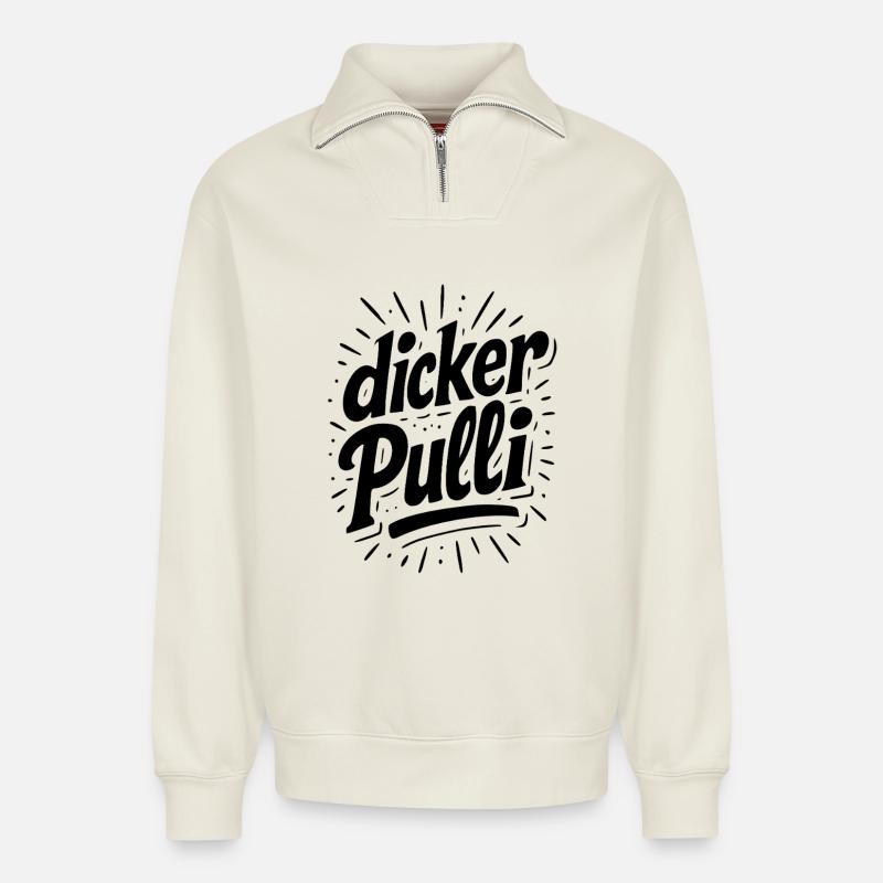 dicker Pulli - Relaxed Unisex Organic Half Zip Sweatshirt – von SPREAD - Naturweiß
