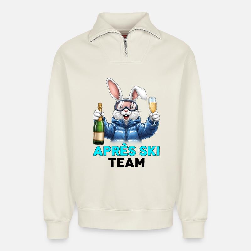 Apres Ski Team - Relaxed Unisex Organic Half Zip Sweatshirt – von SPREAD - Naturweiß