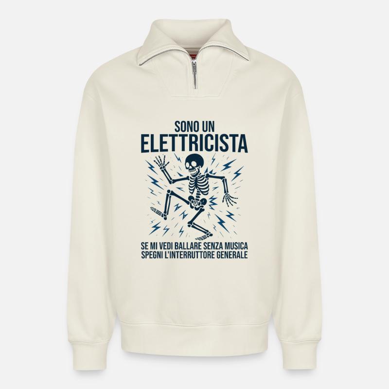Lustiger Mann, Elektriker, ich bin Elektriker - Relaxed Unisex Organic Half Zip Sweatshirt – von SPREAD - Naturweiß