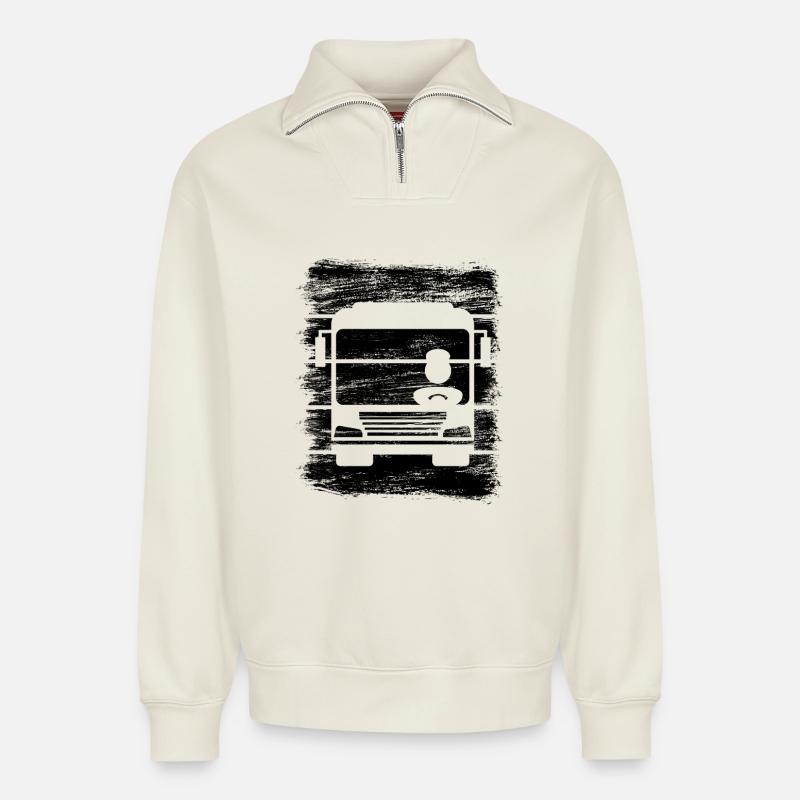 Busfahrer - Relaxed Unisex Organic Half Zip Sweatshirt – von SPREAD - Naturweiß