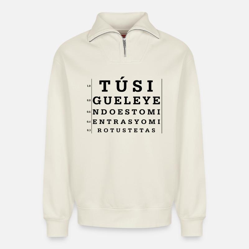 Continue reading - Relaxed Unisex Organic Half Zip Sweatshirt – by SPREAD - off white