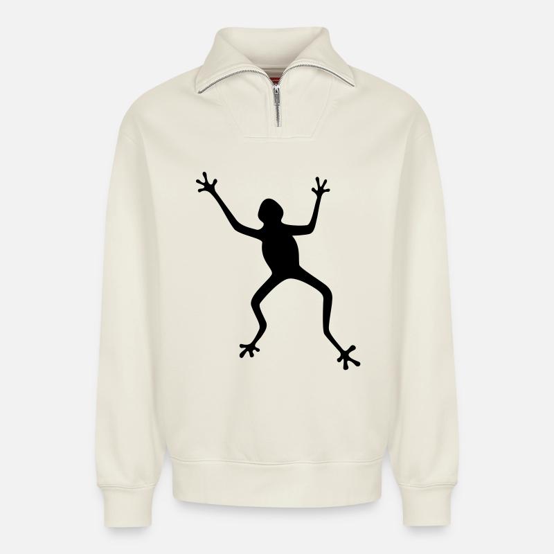 Frosch - Relaxed Unisex Organic Half Zip Sweatshirt – by SPREAD - off white