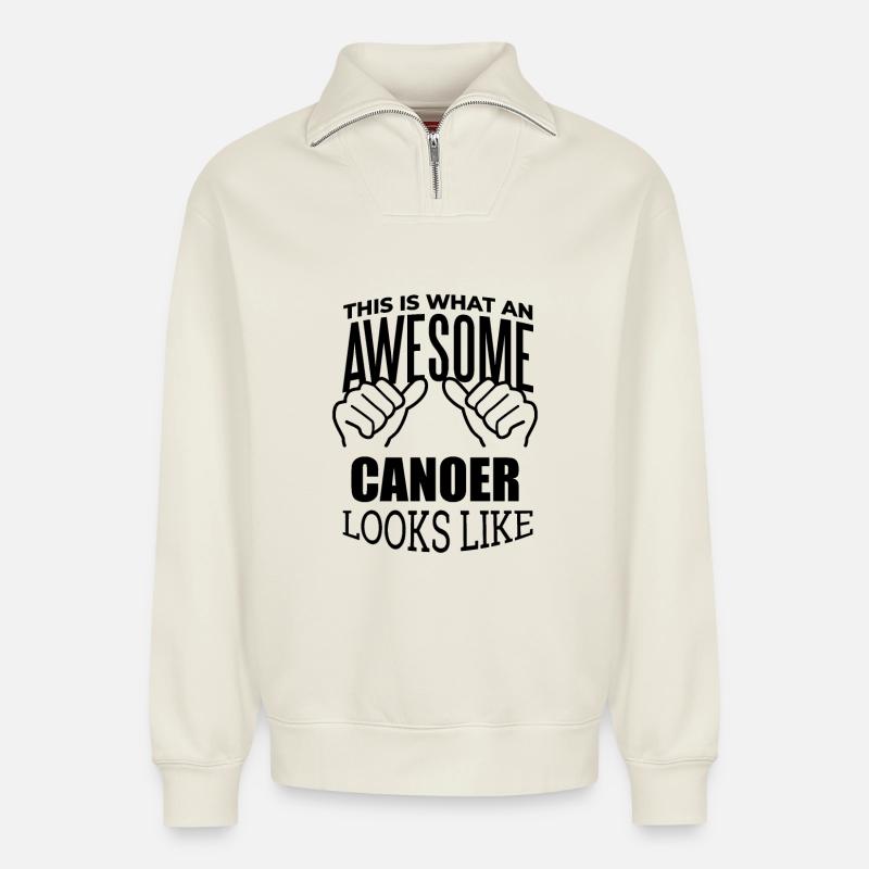 Canoeing - Relaxed Unisex Organic Half Zip Sweatshirt – by SPREAD - off white