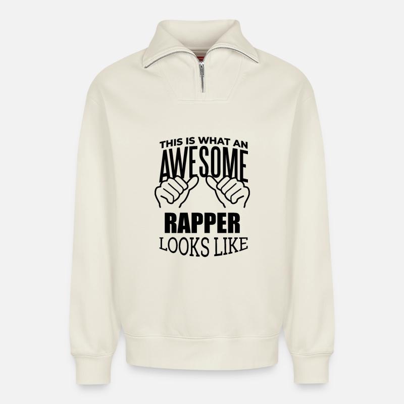 Rapper - Relaxed Unisex Organic Half Zip Sweatshirt – von SPREAD - Naturweiß