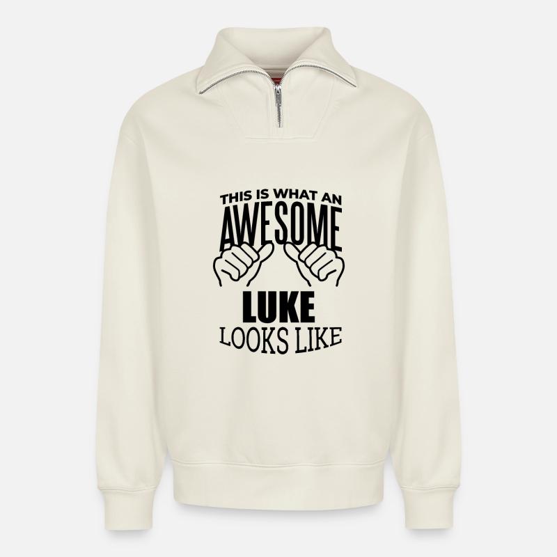 Luke - Relaxed Unisex Organic Half Zip Sweatshirt – von SPREAD - Naturweiß