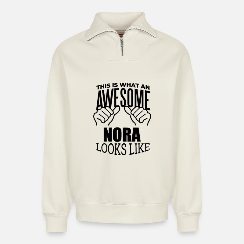 Nora - Relaxed Unisex Organic Half Zip Sweatshirt – by SPREAD - off white