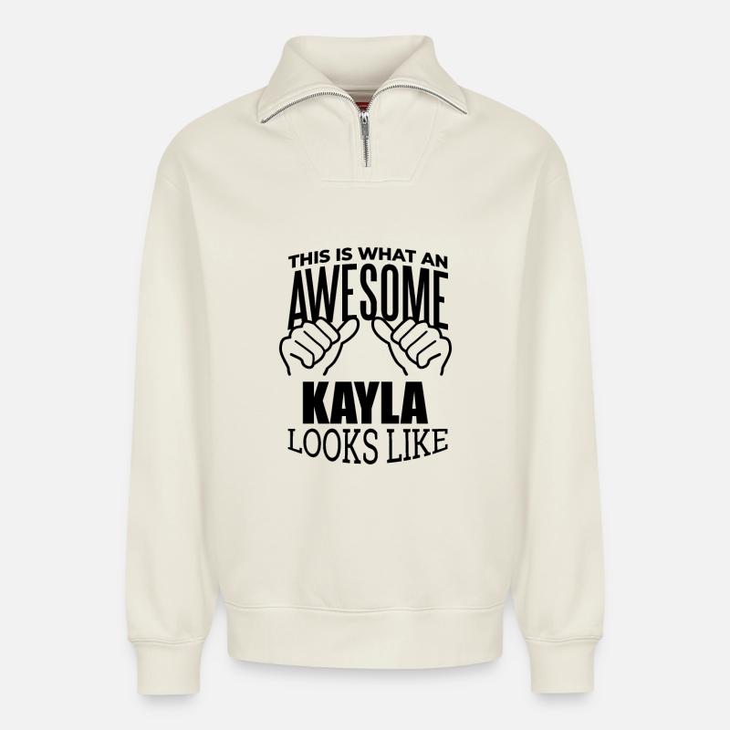 Kayla - Relaxed Unisex Organic Half Zip Sweatshirt – by SPREAD - off white