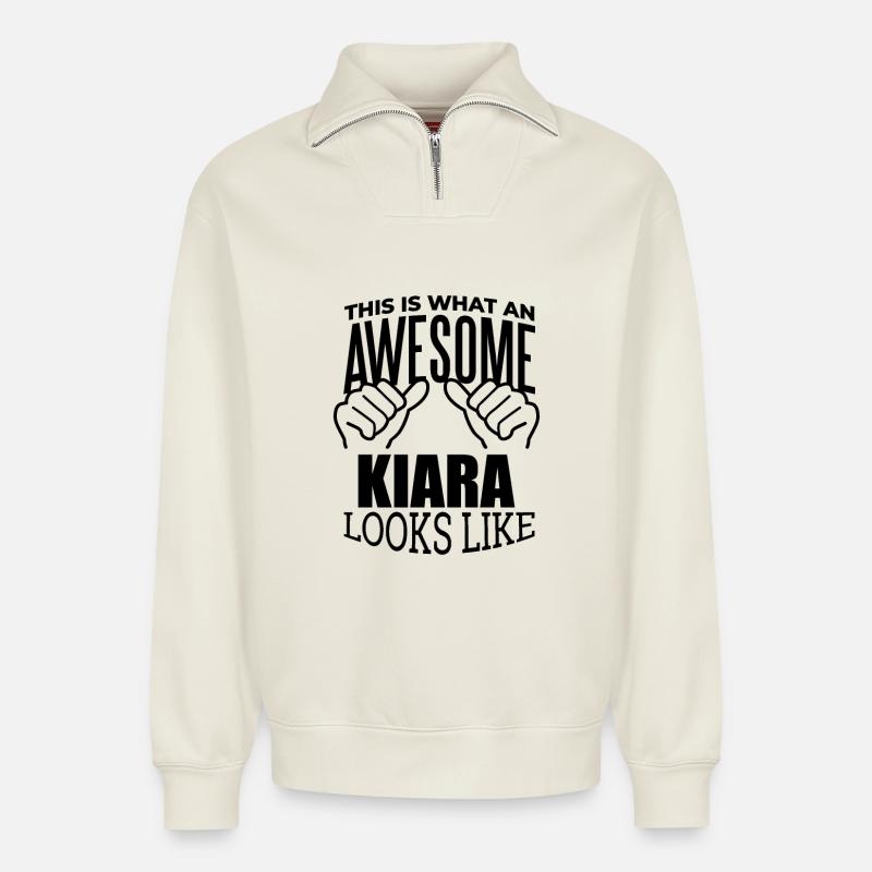 Kiara - Relaxed Unisex Organic Half Zip Sweatshirt – von SPREAD - Naturweiß
