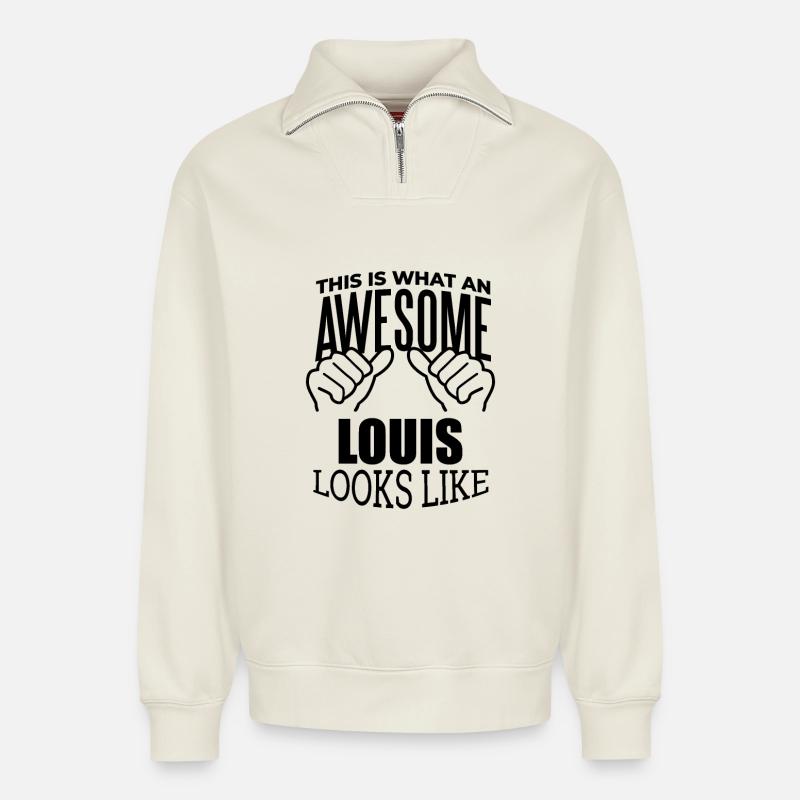 Louis - Relaxed Unisex Organic Half Zip Sweatshirt – von SPREAD - Naturweiß