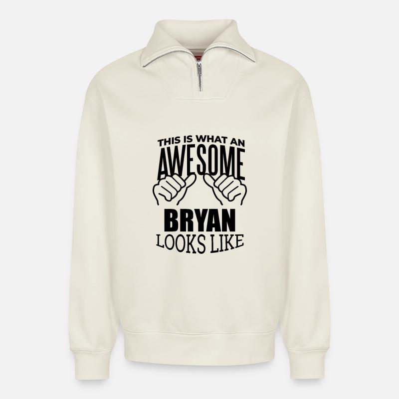 Bryan - Relaxed Unisex Organic Half Zip Sweatshirt – von SPREAD - Naturweiß